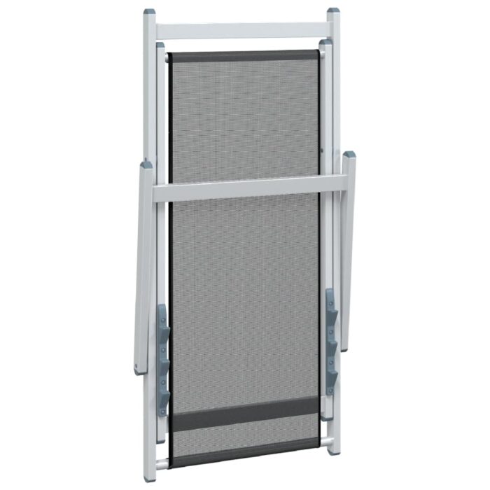 Chaises de plage pliantes lot de 2 gris aluminium et textilène – Image 6