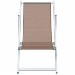 Chaises de plage pliantes lot de 2 marron aluminium textilène – Image 2