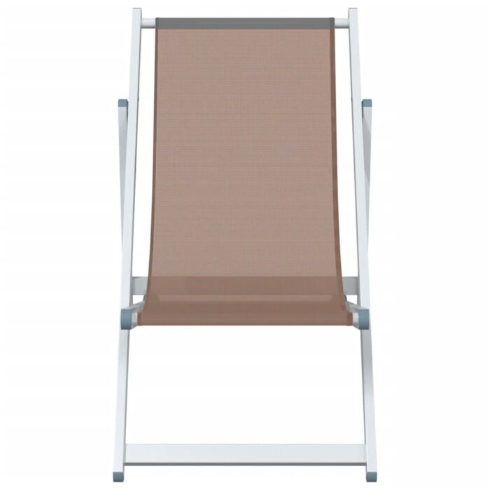 Chaises de plage pliantes lot de 2 marron aluminium textilène – Image 2