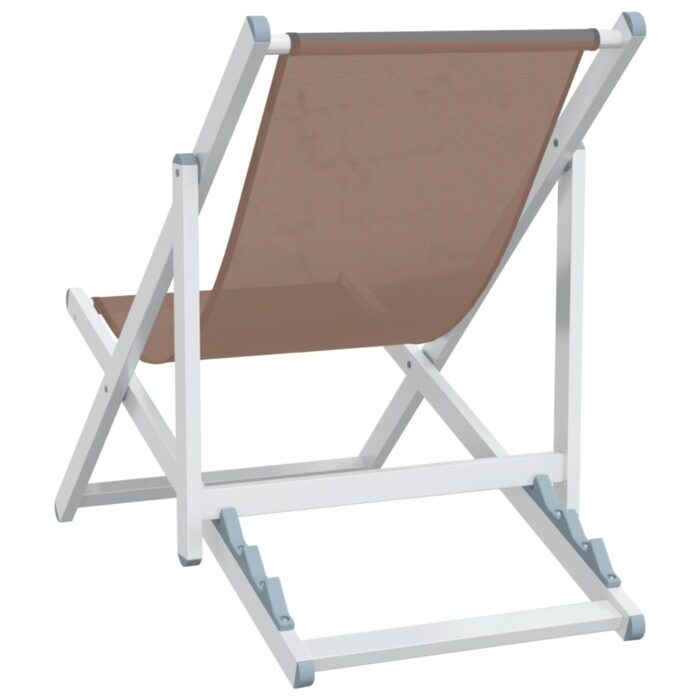 Chaises de plage pliantes lot de 2 marron aluminium textilène – Image 4