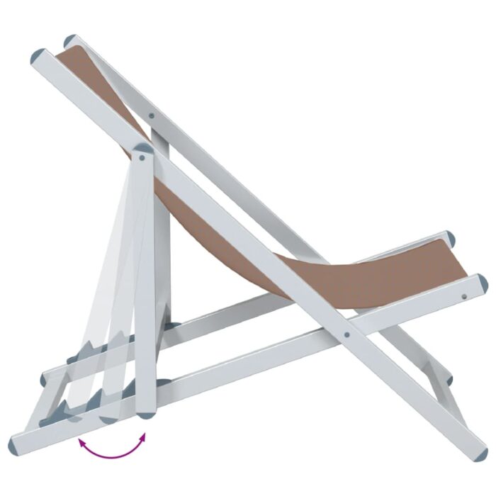 Chaises de plage pliantes lot de 2 marron aluminium textilène – Image 5