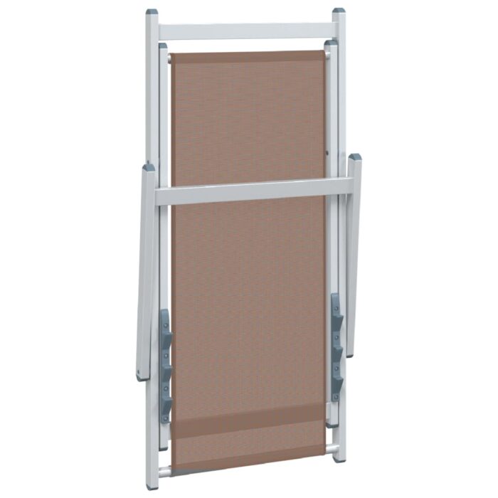 Chaises de plage pliantes lot de 2 marron aluminium textilène – Image 6