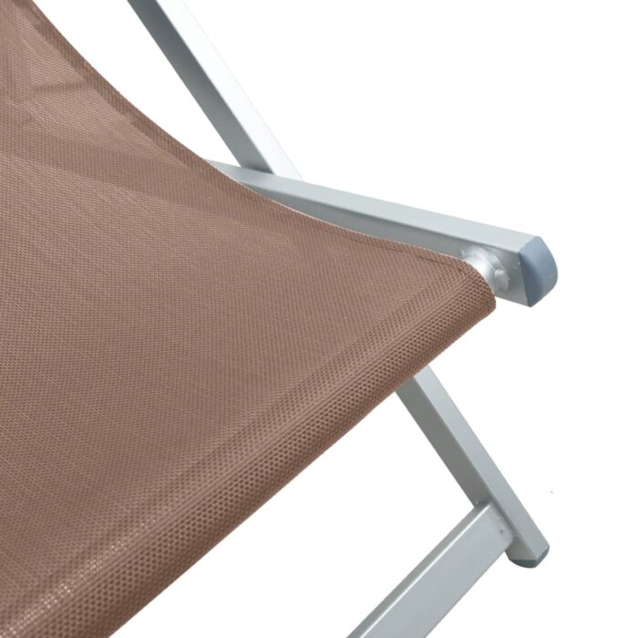 Chaises de plage pliantes lot de 2 marron aluminium textilène – Image 7