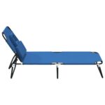 Chaise longue pliante bleu tissu oxford acier enduit de poudre – Image 2