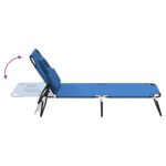 Chaise longue pliante bleu tissu oxford acier enduit de poudre – Image 4