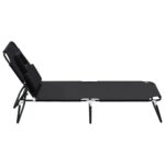 Chaise longue pliante noir tissu oxford acier enduit de poudre – Image 2
