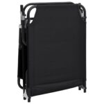 Chaise longue pliante noir tissu oxford acier enduit de poudre – Image 5