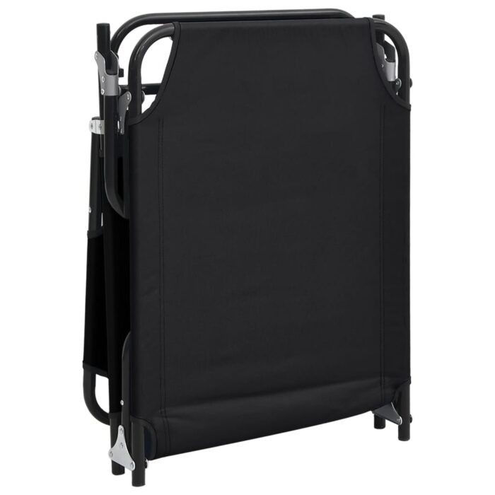 Chaise longue pliante noir tissu oxford acier enduit de poudre – Image 5