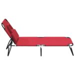 Chaise longue pliante rouge tissu oxford acier enduit de poudre – Image 2