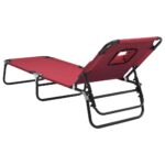 Chaise longue pliante rouge tissu oxford acier enduit de poudre – Image 3