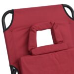 Chaise longue pliante rouge tissu oxford acier enduit de poudre – Image 6