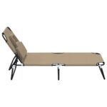 Chaise longue pliante taupe tissu oxford acier enduit de poudre – Image 2