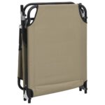 Chaise longue pliante taupe tissu oxford acier enduit de poudre – Image 5