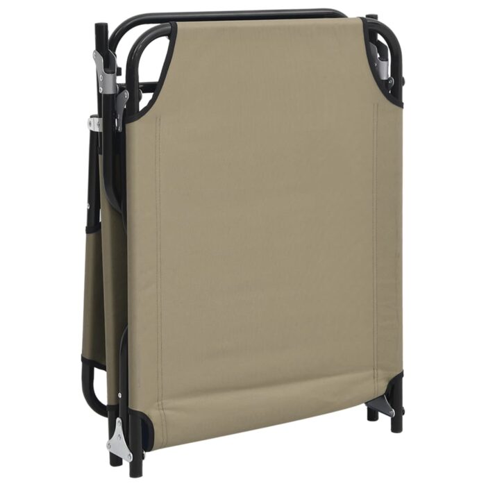 Chaise longue pliante taupe tissu oxford acier enduit de poudre – Image 5