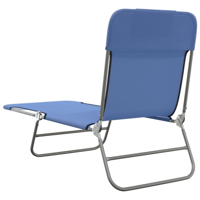 Chaises longues pliables lot de 2 bleu textilène et acier – Image 4