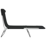 Chaises longues pliables lot de 2 noir textilène et acier – Image 3