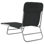 Chaises longues pliables lot de 2 noir textilène et acier – Image 4