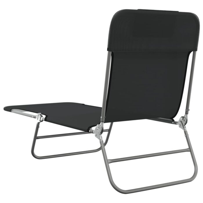 Chaises longues pliables lot de 2 noir textilène et acier – Image 4