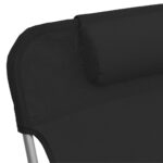 Chaises longues pliables lot de 2 noir textilène et acier – Image 7