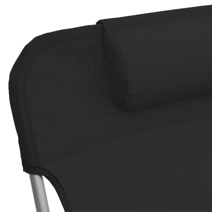 Chaises longues pliables lot de 2 noir textilène et acier – Image 7