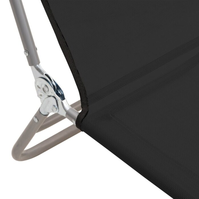 Chaises longues pliables lot de 2 noir textilène et acier – Image 8