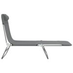 Chaises longues pliables lot de 2 gris textilène et acier – Image 3