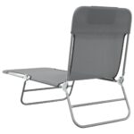 Chaises longues pliables lot de 2 gris textilène et acier – Image 4