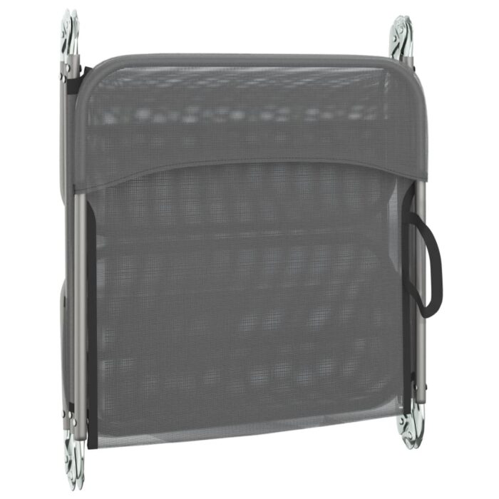 Chaises longues pliables lot de 2 gris textilène et acier – Image 6