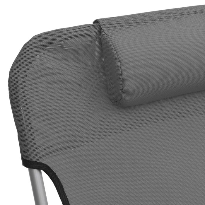Chaises longues pliables lot de 2 gris textilène et acier – Image 7