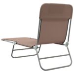 Chaises longues pliables lot de 2 marron textilène et acier – Image 4