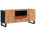 Meuble TV 105x33,5x46 cm bois d'acacia solide et d'ingénierie – Image 10