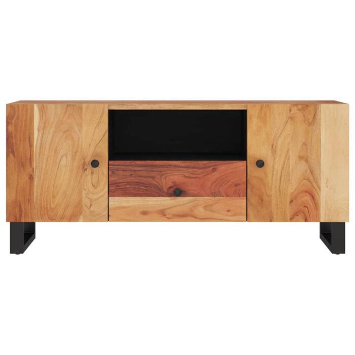 Meuble TV 105x33,5x46 cm bois d'acacia solide et d'ingénierie – Image 2
