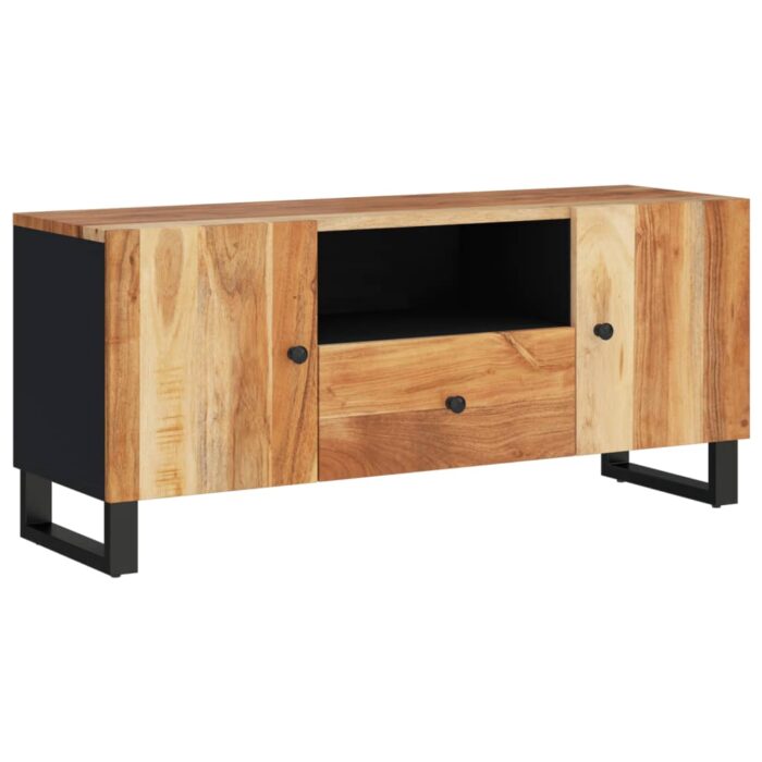 Meuble TV 105x33,5x46 cm bois d'acacia solide et d'ingénierie – Image 9