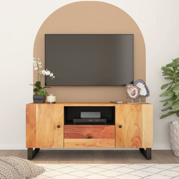 Meuble TV 105x33,5x46 cm bois d'acacia solide et d'ingénierie – Image 1