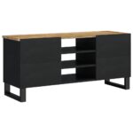Meuble TV 100x33x46 cm bois de manguier et d'ingénierie – Image 2