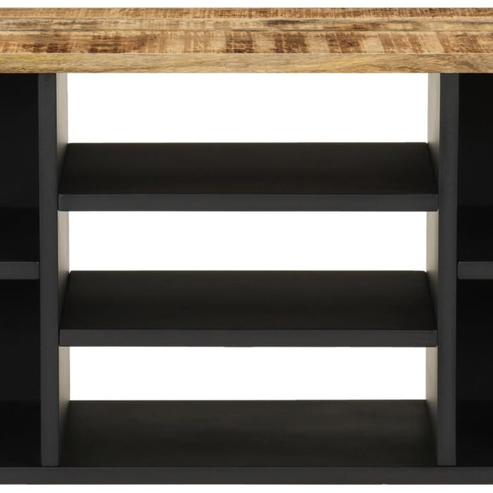 Meuble TV 100x33x46 cm bois de manguier et d'ingénierie – Image 5