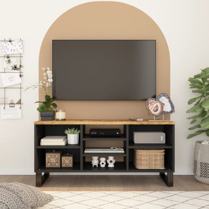 Meuble TV 100x33x46 cm bois de manguier et d'ingénierie – Image 1