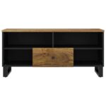 Meuble TV 100x33x46 cm bois de manguier et d'ingénierie – Image 2