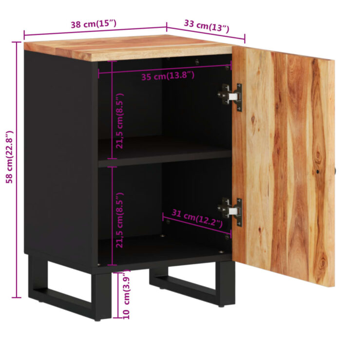 Armoire de salle de bain 38x33x58 cm bois massif d'acacia – Image 9
