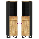 Armoire de salle de bain 38x33x160 cm bois massif de manguier – Image 5