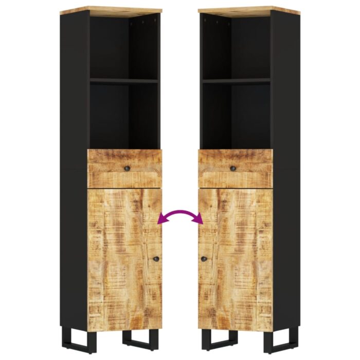 Armoire de salle de bain 38x33x160 cm bois massif de manguier – Image 5