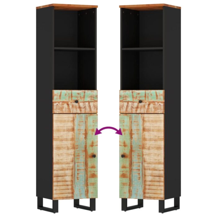 Armoire de salle de bain 38x33x160 cm bois massif récupération – Image 5