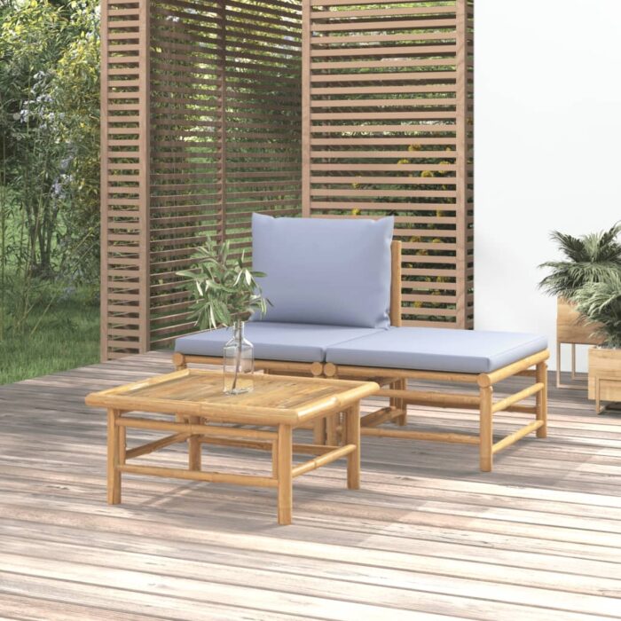 VXL8720845725396_m_en_hd_1.jpg Salon de jardin 3 pcs avec coussins gris clair bambou – Image 1