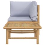 Salon de jardin 2 pcs avec coussins gris clair bambou – Image 2