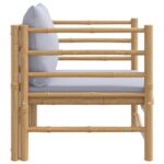 Canapé de jardin avec coussins gris clair bambou – Image 2