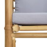 Canapé de jardin avec coussins gris clair bambou – Image 4