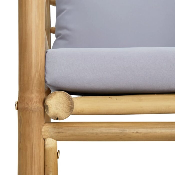 Canapé de jardin avec coussins gris clair bambou – Image 4