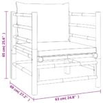 Canapé de jardin avec coussins gris clair bambou – Image 5