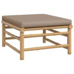 Salon de jardin 3 pcs avec coussins taupe bambou – Image 3