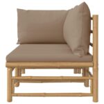 Salon de jardin 2 pcs avec coussins taupe bambou – Image 2